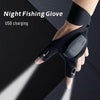 Fingerless Glove LED Flashlight 2 Fingers Waterproof USB Charge Hands-Free Lights Gloves for Fishing Camping Cool Gadget Hot